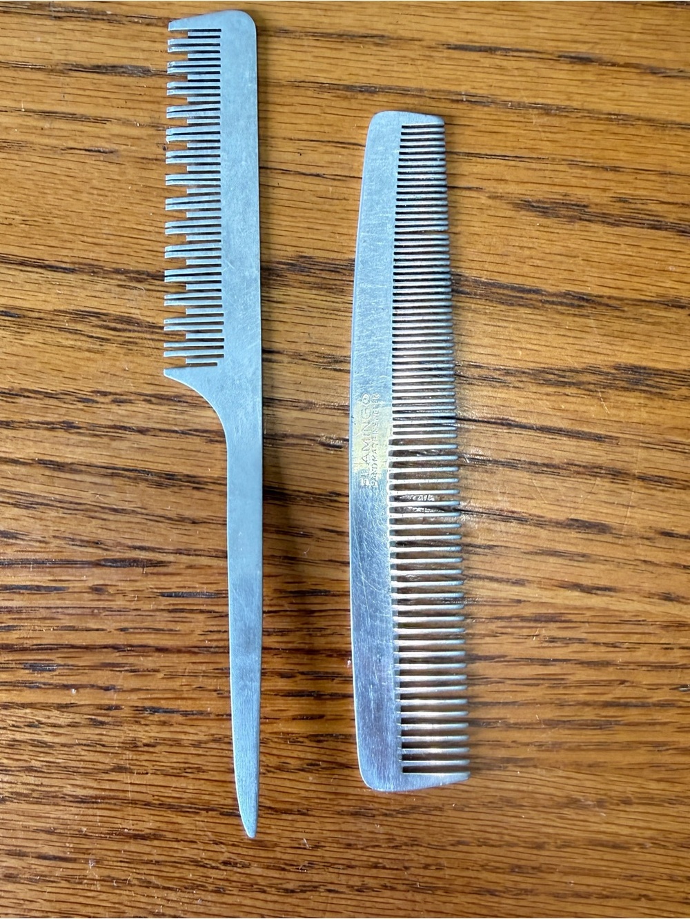 Set Of VTG Aluminum Metal Silver Comb Flamingo Comb Set Made In Sweden